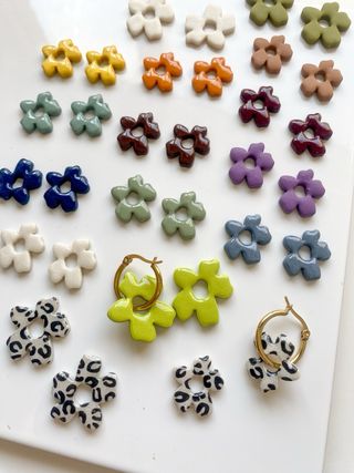 Pendientes Charm Flor Arcilla Polimérica