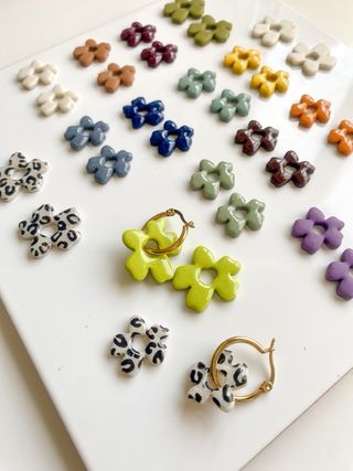 Pendientes Charm Flor Arcilla Polimérica