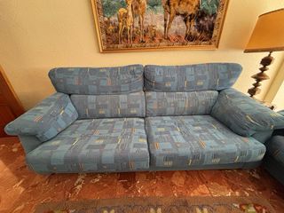 Conjunto sofás 3+2 plazas tela azul