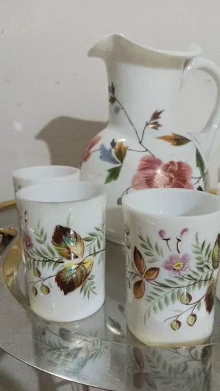 Set brocca e bicchieri opalina anni '30