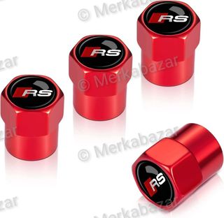 4 x Tapones Rojos Audi RS para valvulas neumáticos