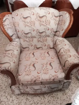 Sofá de salón tela y madera