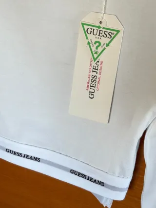 Top Guess Blanco Manga Larga