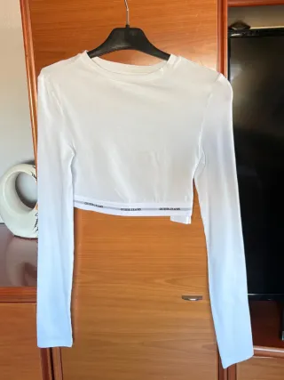 Top Guess Blanco Manga Larga