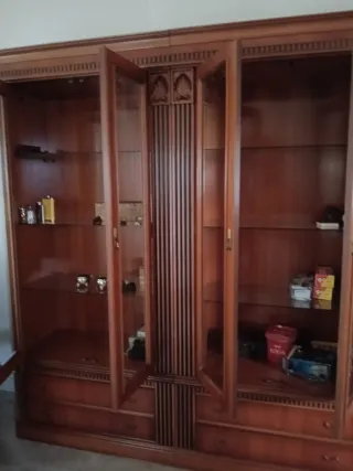 Libreria in legno e vetro