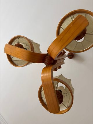 Lámpara de techo madera y tela