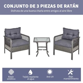 Conjunto Muebles Ratán 3 Piezas