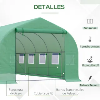 Invernadero Túnel Jardín 8x3x2m
