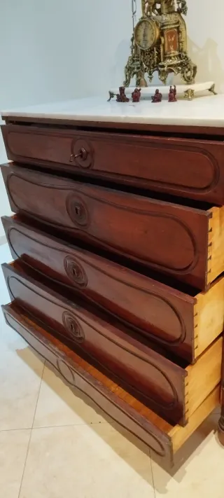 Cómoda Antigua Madera y Mármol