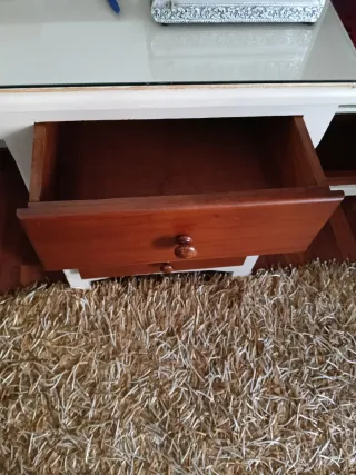 Escritorio madera pino y cristal