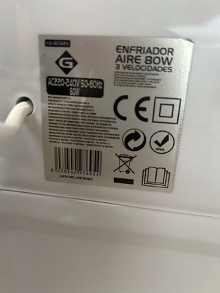 Climatizador/evaporativo enfriador de aire 80w