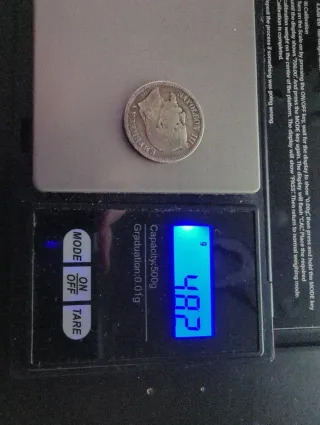 Moneda Napoleón III Emperador 1 franco 1866 plata