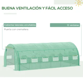 Invernadero Túnel 6x3x2m con Puerta y Ventanas