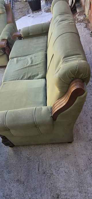 Sofá completo de tela y madera