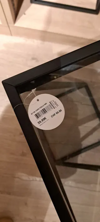 Mesa auxiliar negra cristal diseño moderno