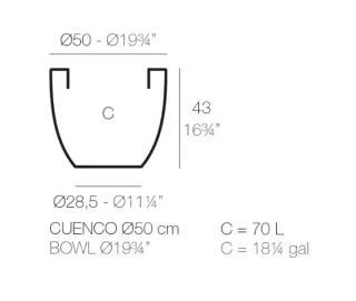 Maceta Vondom Negra 50x43cm