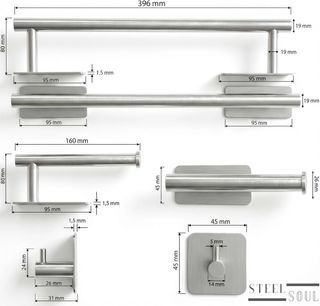 Set Accessori Bagno Adesivi Metallo