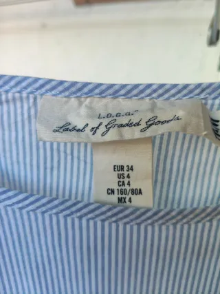 Camisa Algodón Rayas Azul Talla S