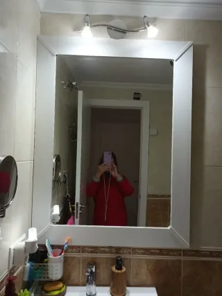 Espejo Marco Madera Blanco 0,77x 1 m.