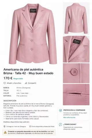 Americana Piel autentica Rosa palo brizna T42