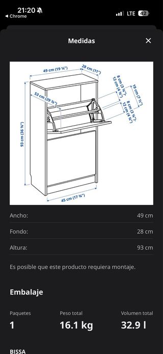 Zapateros Ikea Bissa Blanco 2 unidades