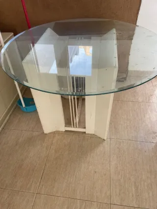 Mesa de cocina redonda cristal y metal