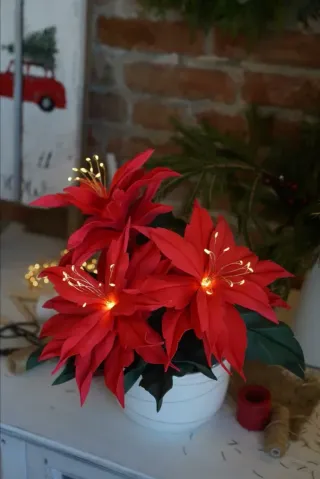 Jarrón Cabeza Romana Flores Rojas