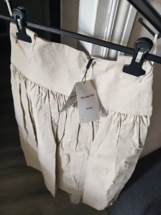 Falda Massimo Dutti Beige Larga Plisada
