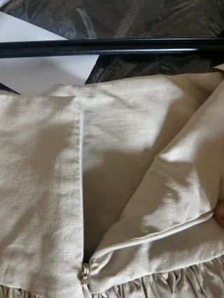 Falda Massimo Dutti Beige Larga Plisada