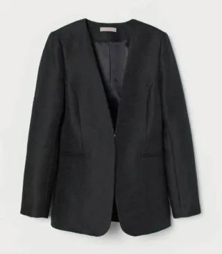 Blazer H&M negro brocado sin solapas Talla L