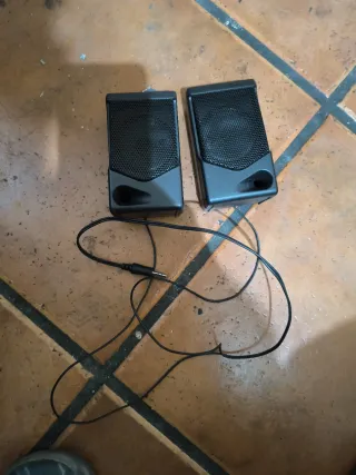 Altavoces negros con cable