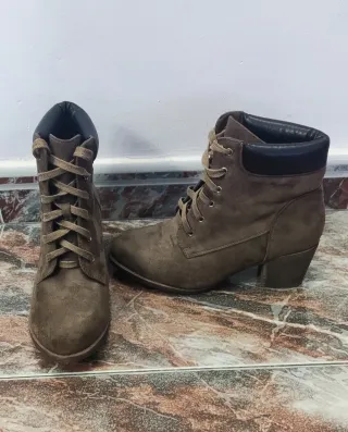 Botines mujer marrones terciopelo