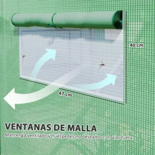 Invernadero Túnel 4x3x2m con 6 Ventanas