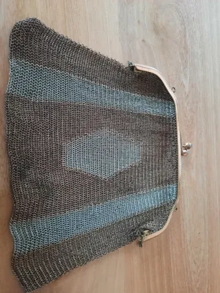 Bolso Malla Metálica Antiguo Dorado y Plata