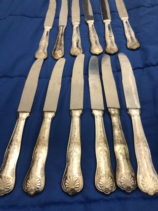 N.12 Coltelli Vintage in Metallo Argentato