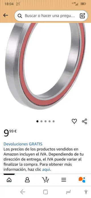 20 Rodamientos Bicicleta 40x52x7mm Acero Cromado