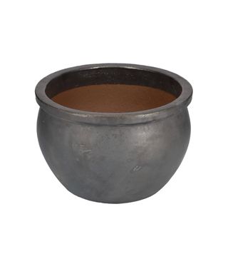 Macetero de cerámica gris y terracota