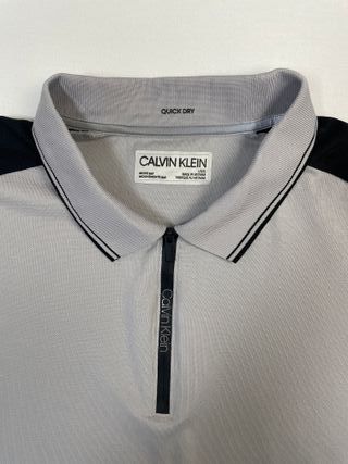 Camisa Polo Calvin Klein Gris Negro Cremallera
