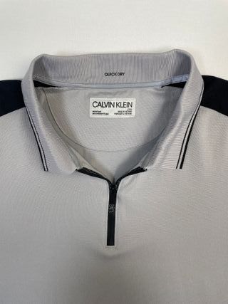 Camisa Polo Calvin Klein Gris Negro Cremallera