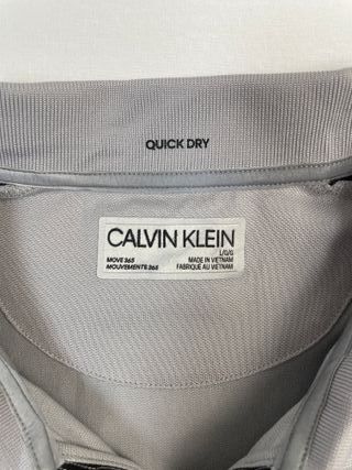 Camisa Polo Calvin Klein Gris Negro Cremallera