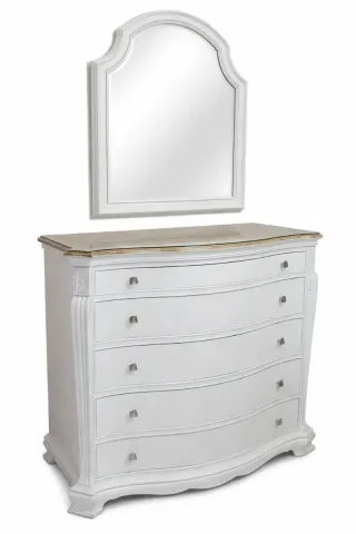 Cómoda y espejo de caoba  pintado en blanco