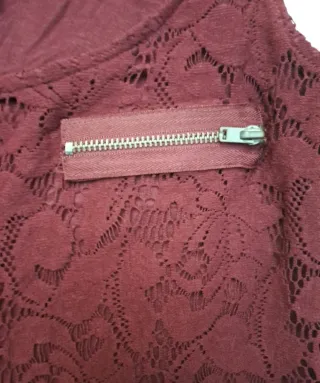 Bershka Canottiera Pizzo Rossa Tg. S