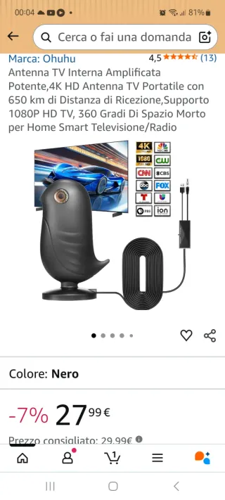 Antenna TV Indoor HDTV Vendo per inutizzo