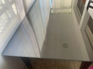 Mesa comedor cristal 6 sillas 150x90cm