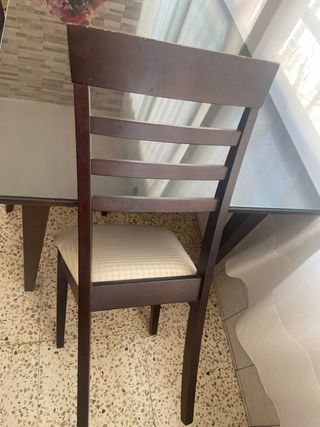 Mesa comedor cristal 6 sillas 150x90cm