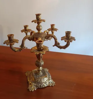 Candelabro dorato per 6 candele