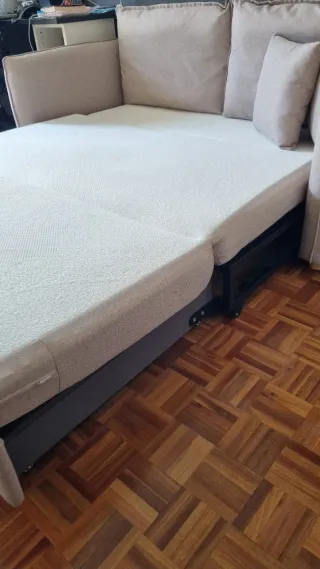 Sofá Cama Beige y Gris