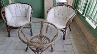 Conjunto Terraza Ratán y Cristal