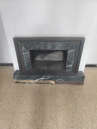 Chimenea de obra mármol verde