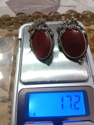 Orecchini vintage argento 925 corniola